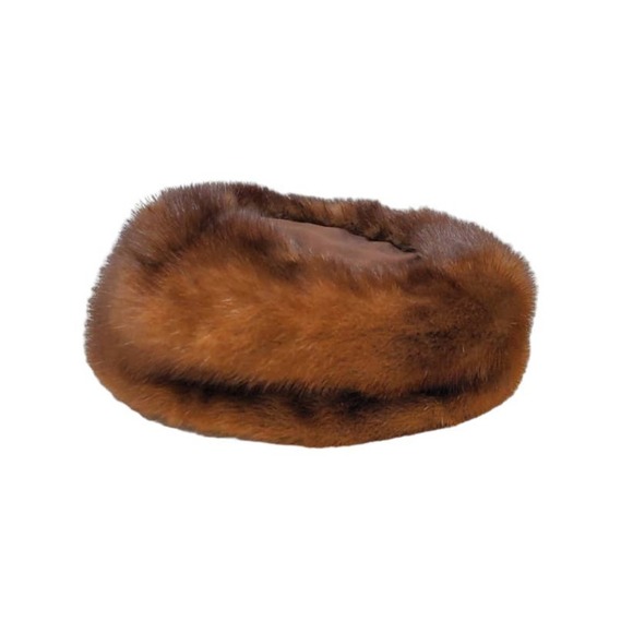 Vintage 60s Brown Bachrachs Fur Pillbox Hat Classic Mod Formal Chic - Picture 1 of 3